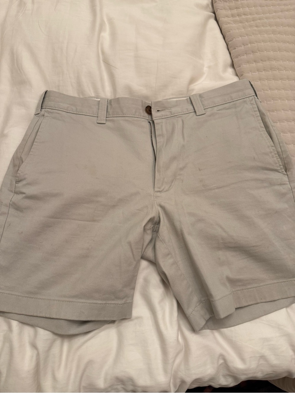 J. Crew Men's Light Gray Flat-Front Cotton Shorts